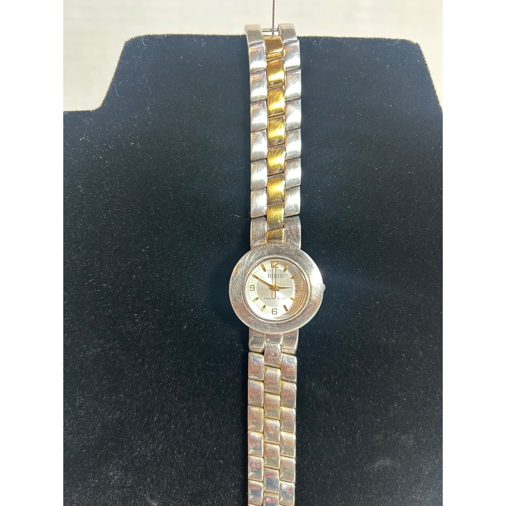 Ecclissi Sterling Silver Two Tone Watch 32250 Japan Quartz Movement - Picture 2 of 5